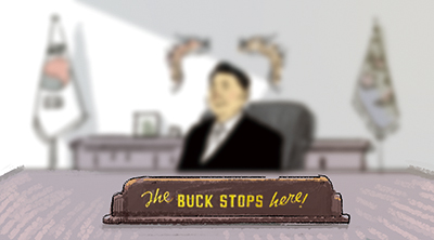 만물상] 책상 위 팻말 'The Buck Stops Here'