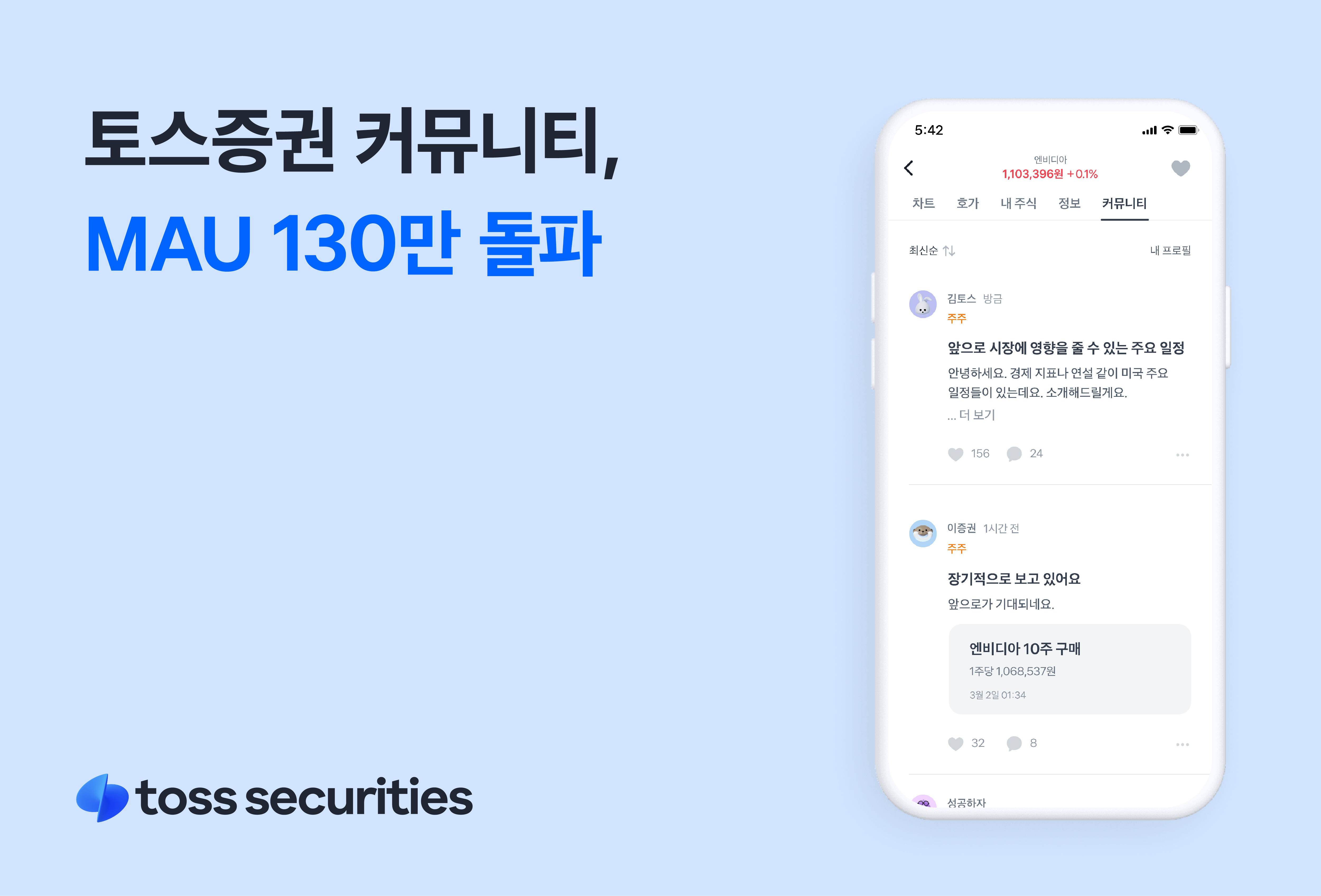토스증권 “커뮤니티, 매달 130만명 찾아… 1년 만에 두 배 증가” - 조선비즈