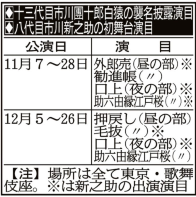 13代目市川團十郎白猿襲名記念品、8代目市川新之助初舞台の記念品