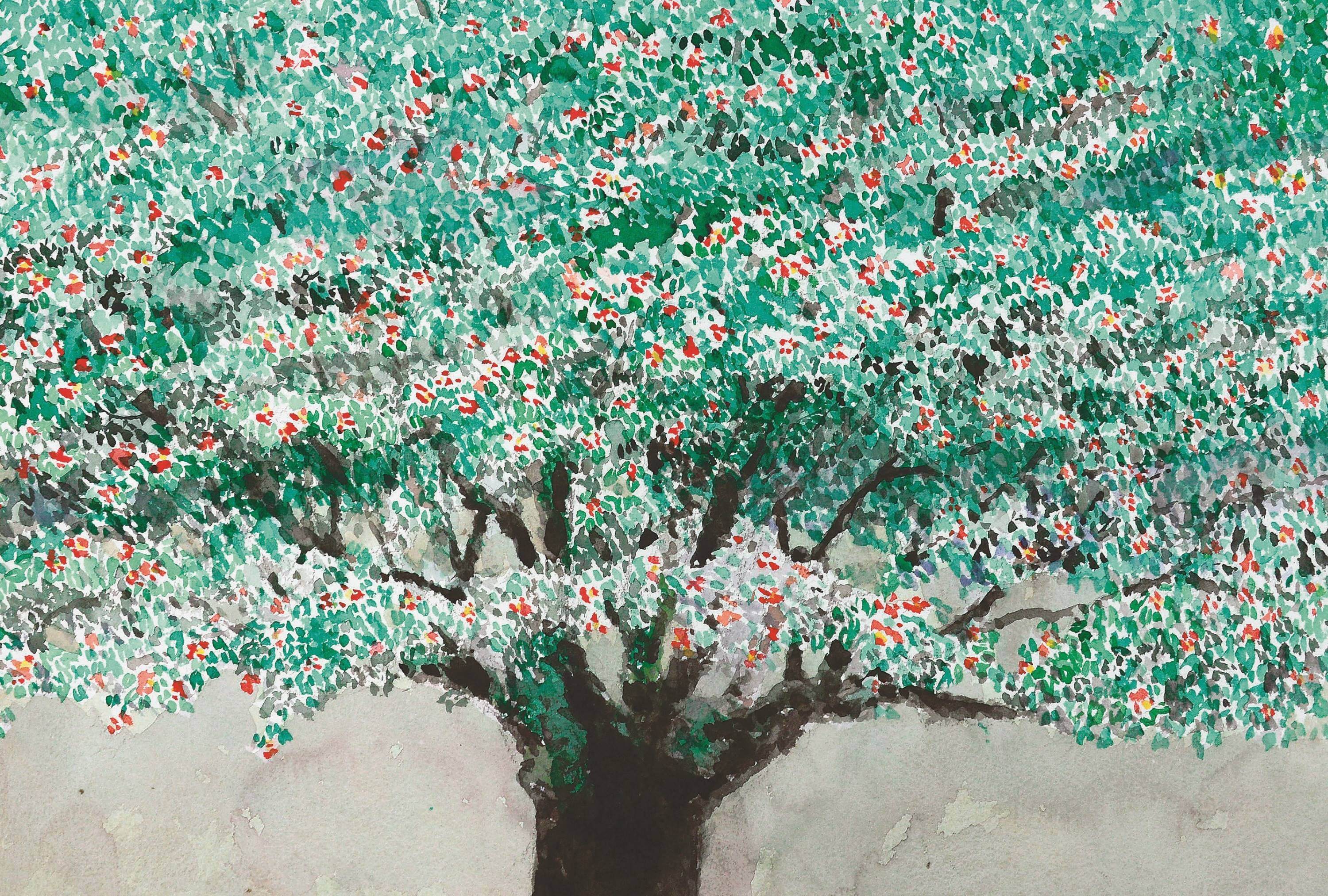 安野光雅が描く洛中洛外】もう一度見たい作品3位 「滝の千年椿