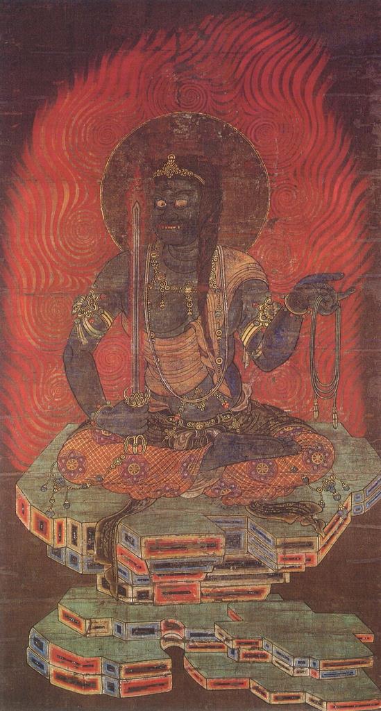 「絹本彩色 阿遮羅明王（不動明王）」瑟瑟坐像」明治頃筆 １幅|仏画 仏教美術 絹本彩色 阿遮羅明王（不動明王）」瑟瑟坐像」明治頃筆 1幅|仏画 仏教