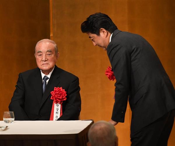 フォトギャラリー】中曽根康弘元首相「白寿」を祝う会 安倍晋三首相が