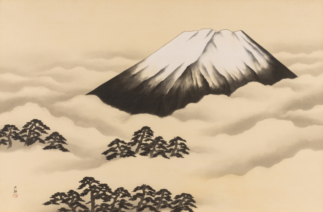 日本画額装 横山大観 勅題画特選 まほろばの大和 絹本墨画 完全版 価格13万円 日本画の巨匠”横山大観の貴重な大作、公開オークションに登場 - 産経