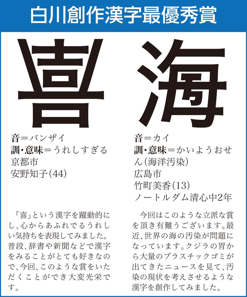 第１０回 創作漢字コンテスト 最高賞に２作品が決定 1 2ページ 産経ニュース