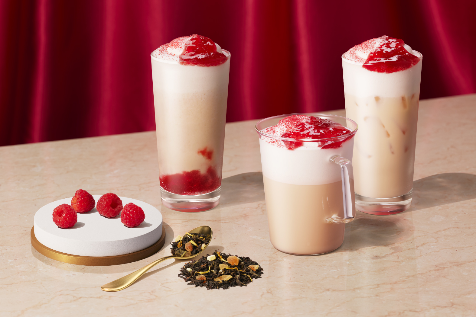 スタバ、ティー＆カフェで「ジョイフルメドレー」×ラズベリーの新作