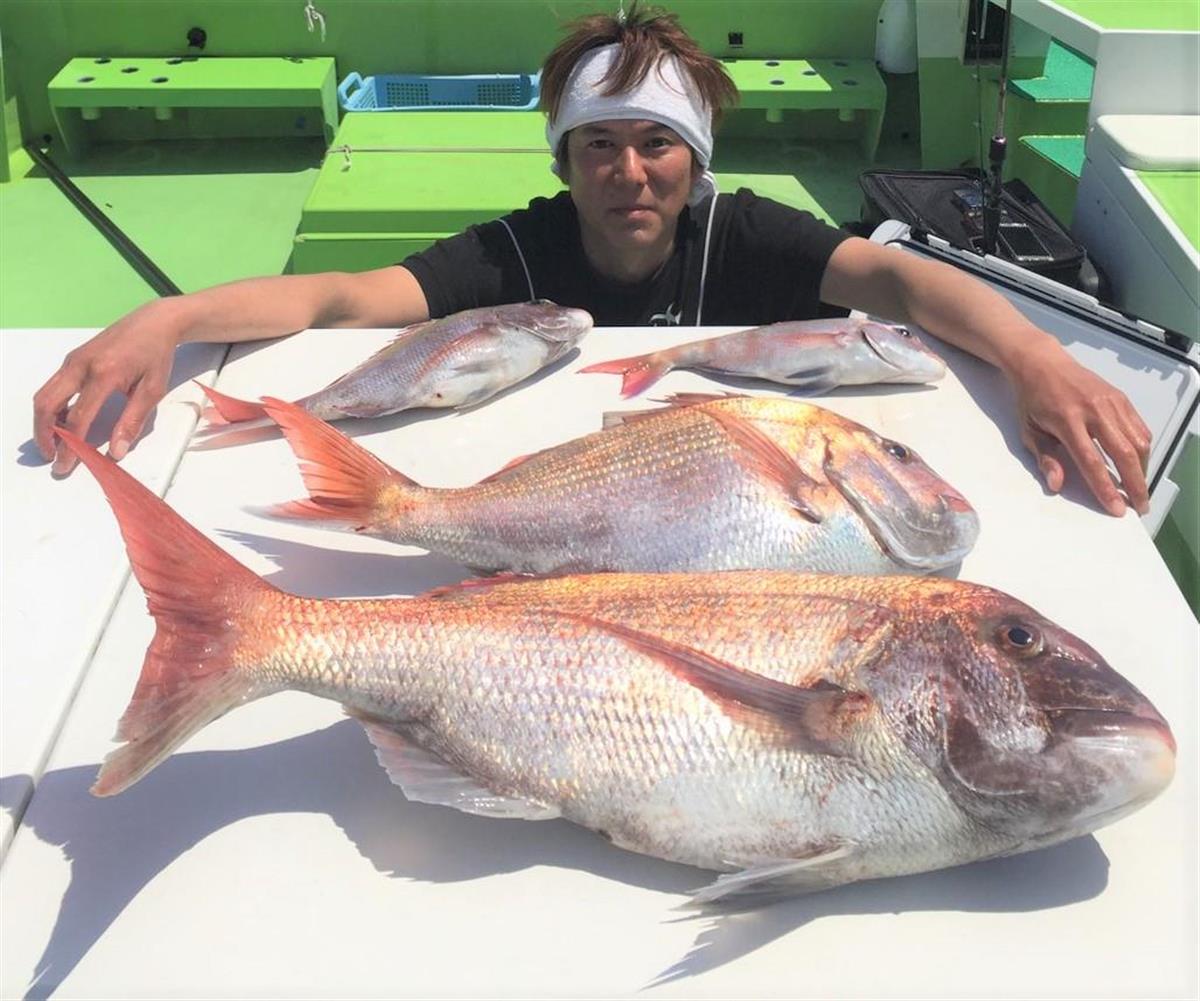 マダイ４尾 最大６ ４キロ 自慢ｓｈｏｔ サンスポ