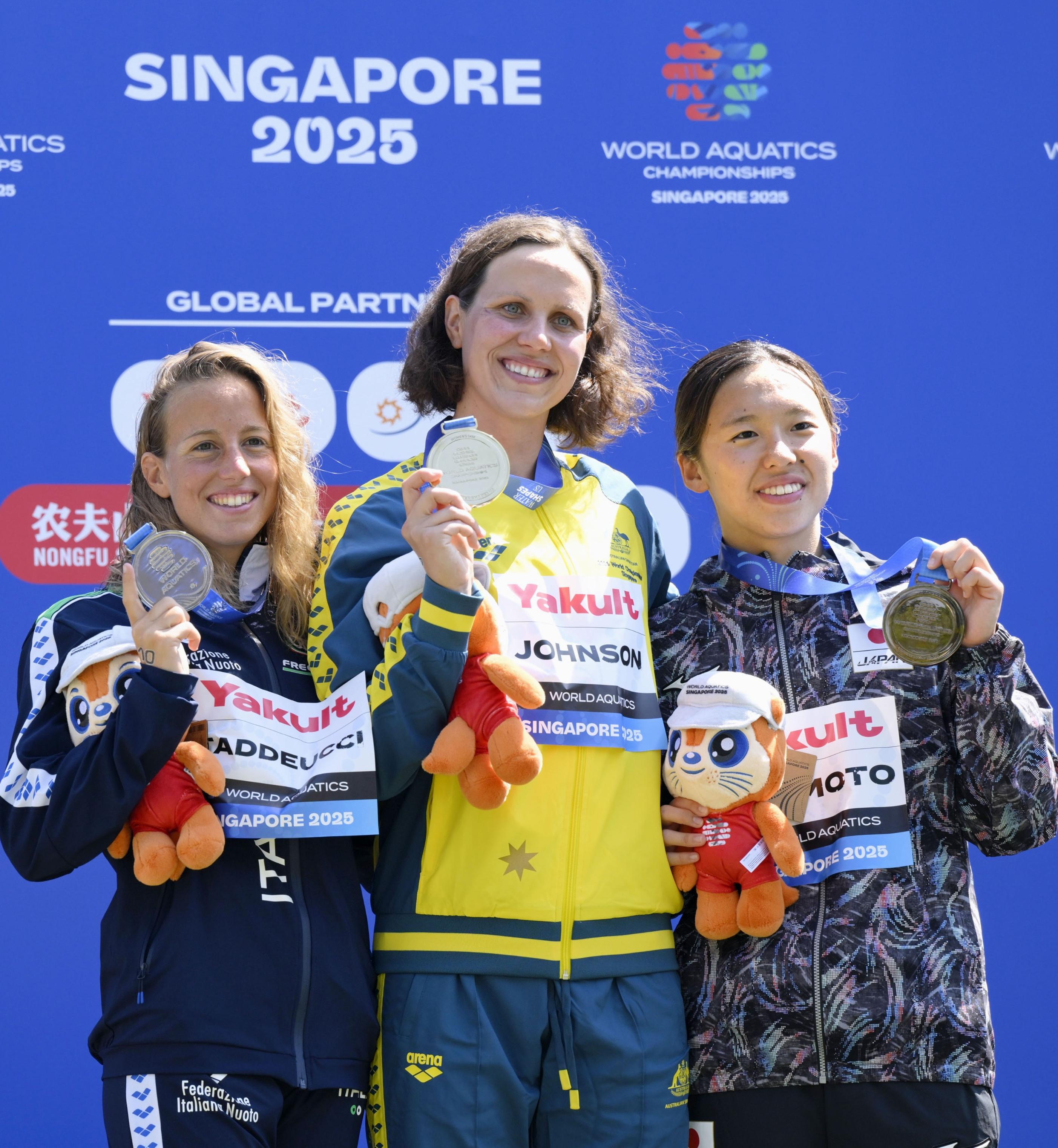 梶本一花が銅、オープンウォーター女子5キロ 世界水泳で日本勢メダル第