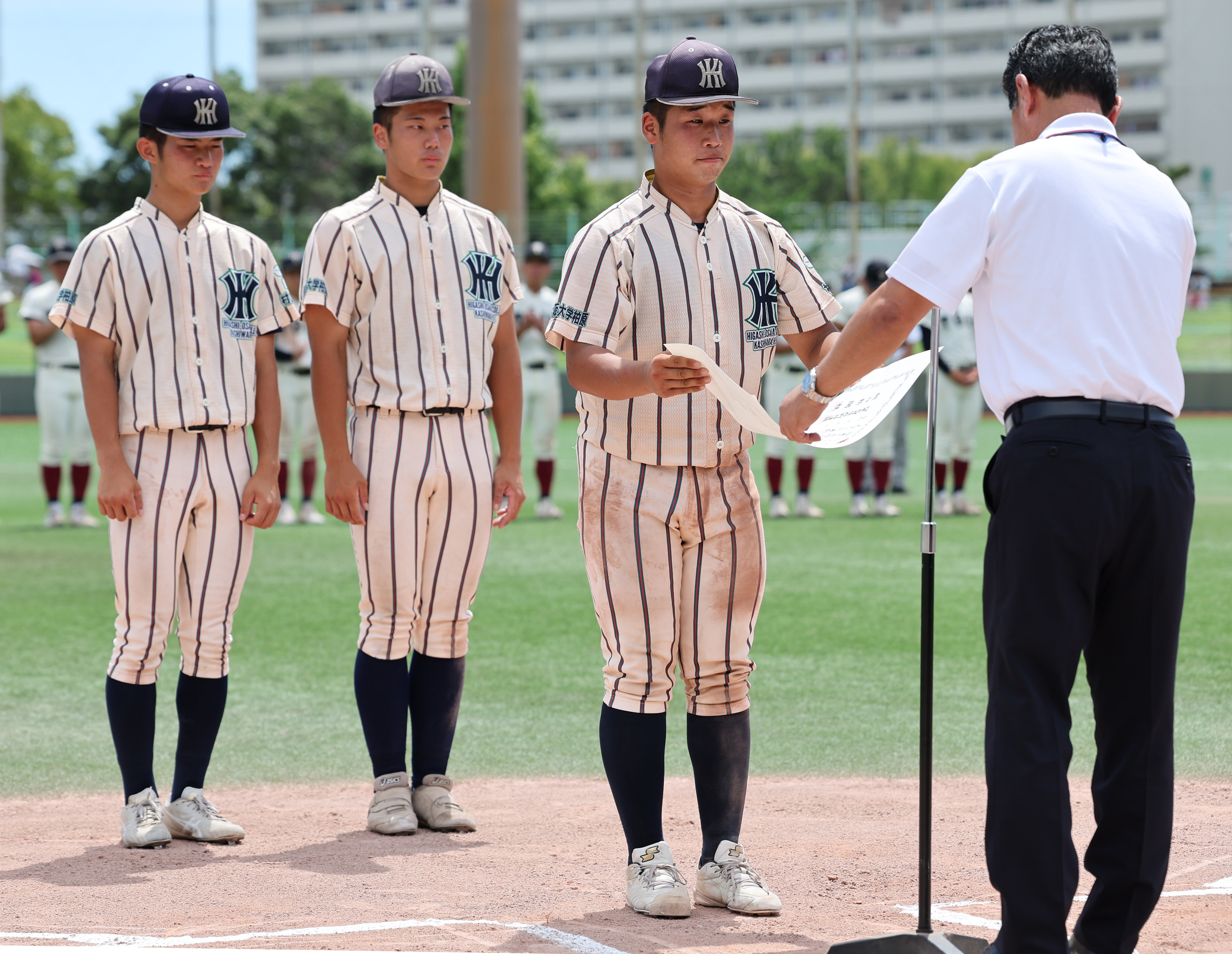 東大阪大柏原が大阪桐蔭撃破、主将で4番・捕手の竹本歩夢の試合前ゲキ