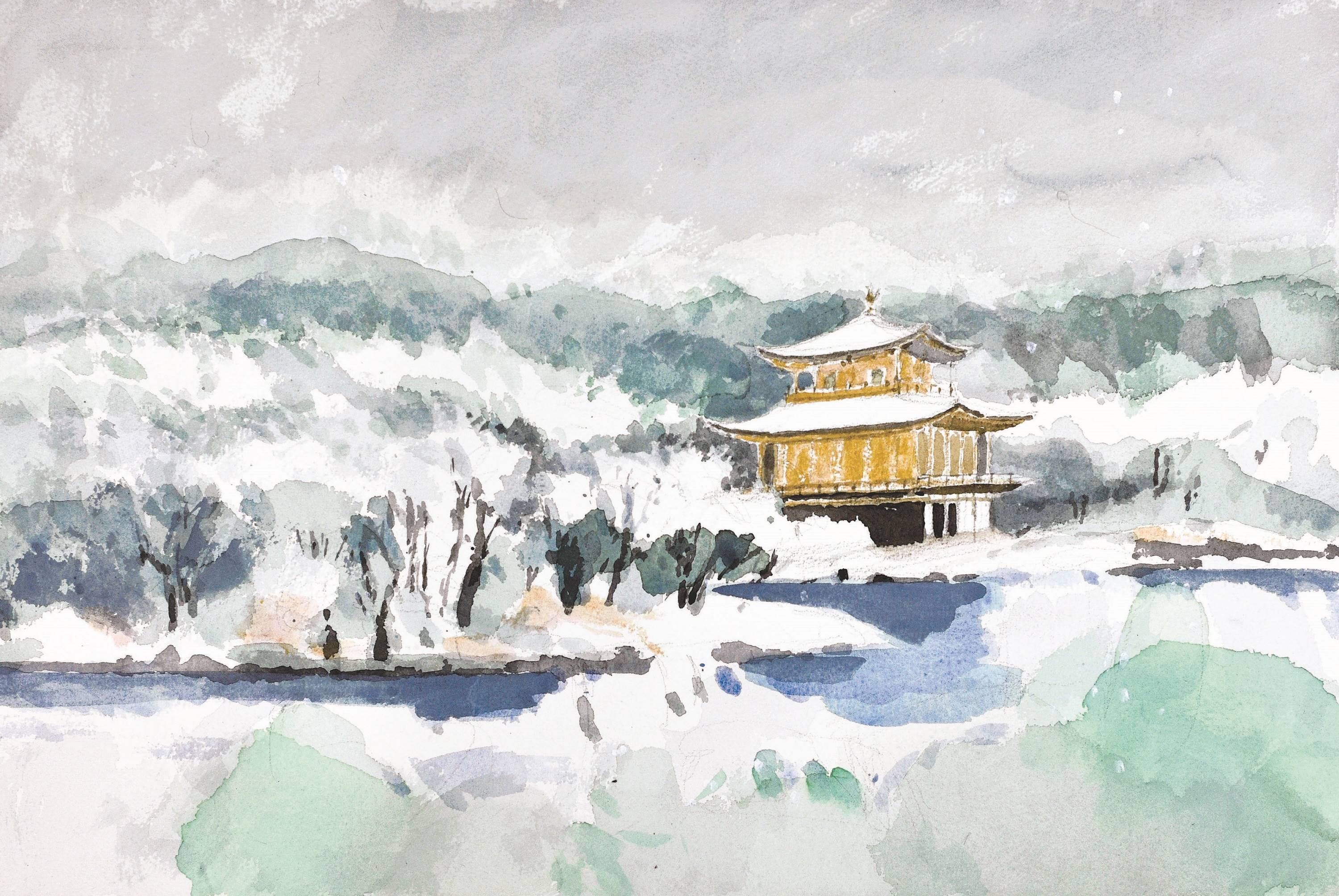 安野光雅が描く洛中洛外】もう一度見たい作品1位 「雪の金閣寺