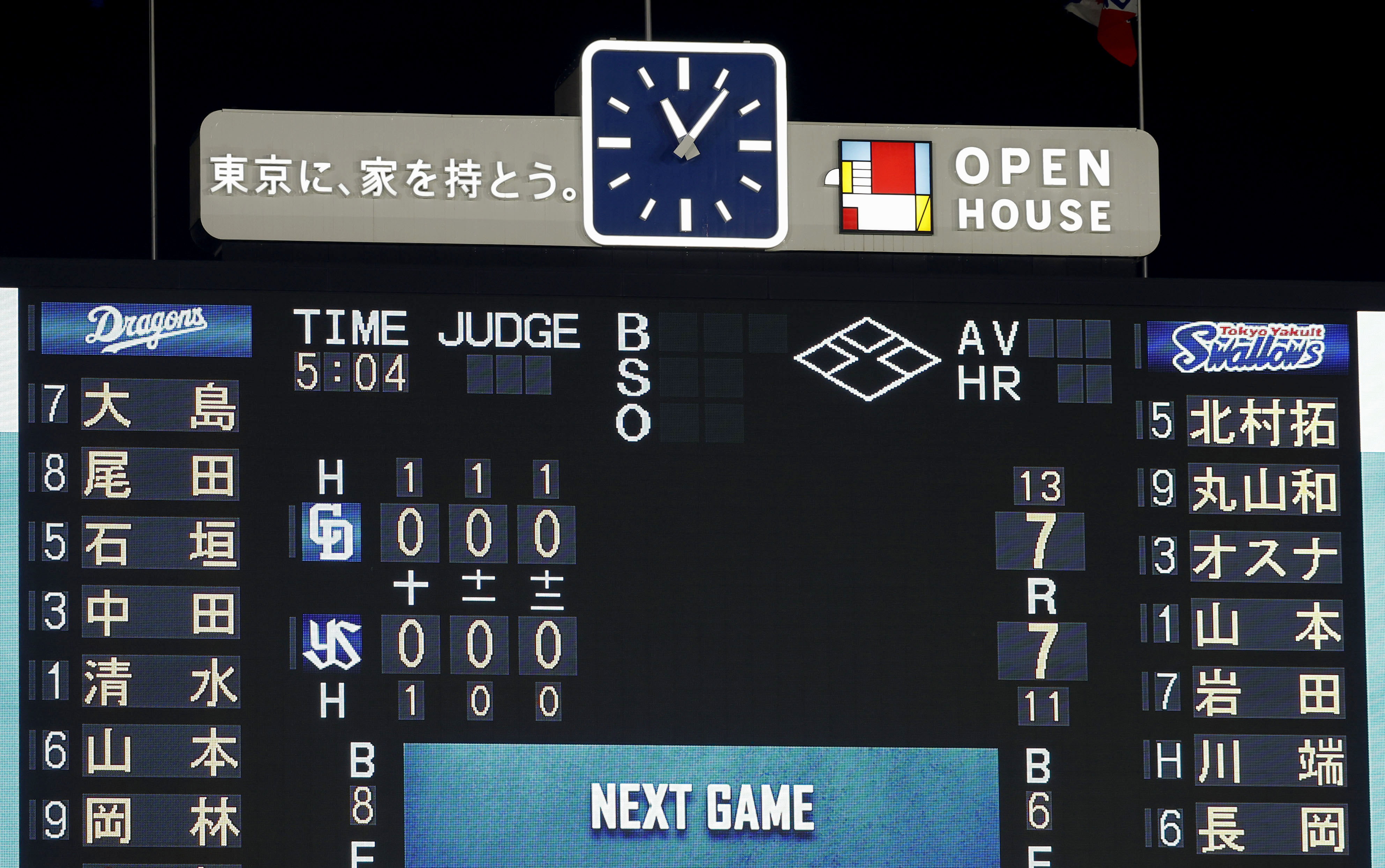 ヤクルト－中日は引き分け、今季最長の5時間4分 - サンスポ
