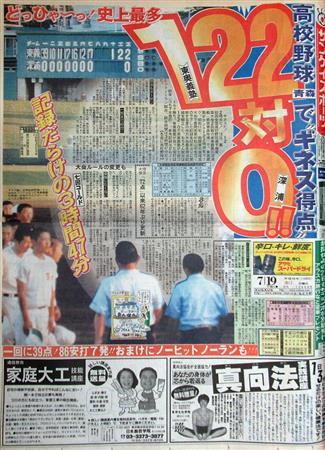 伝説プレーバック ７ 深浦０ １２２ 選手１０人で強豪 東奥義塾に挑戦 1 6ページ サンスポ