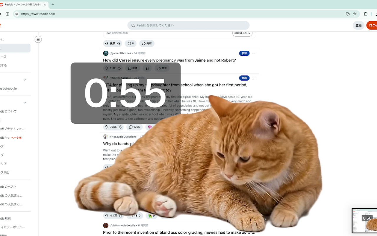 XやYouTubeを見すぎると猫が画面占領、個人開発の強制休憩ツール 海外