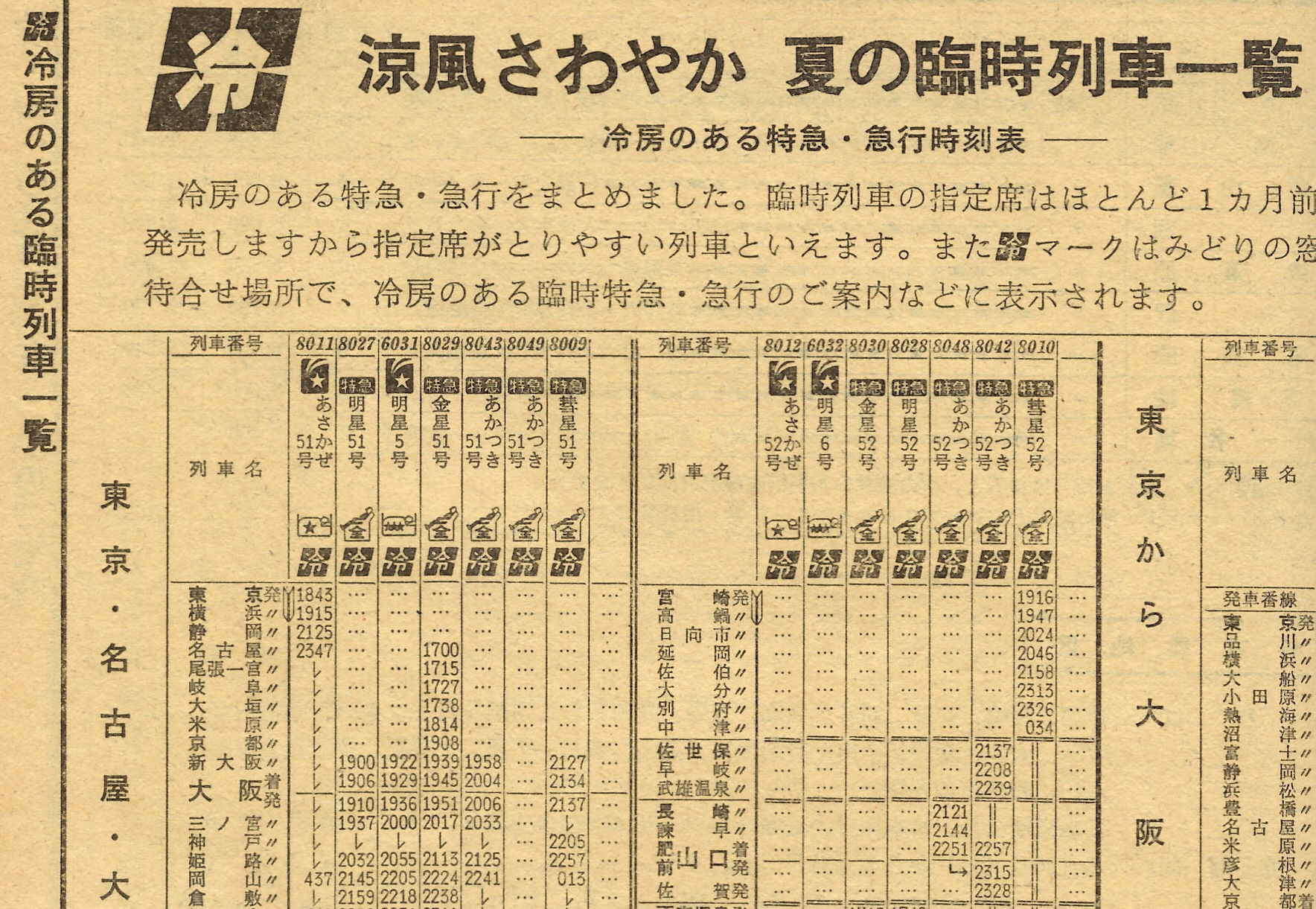 昭和の「夏の時刻表」に登場した珍マーク 臨時列車の乗車率増へ「冷」でクーラー完備ＰＲ 時刻表は読み物です - 産経ニュース