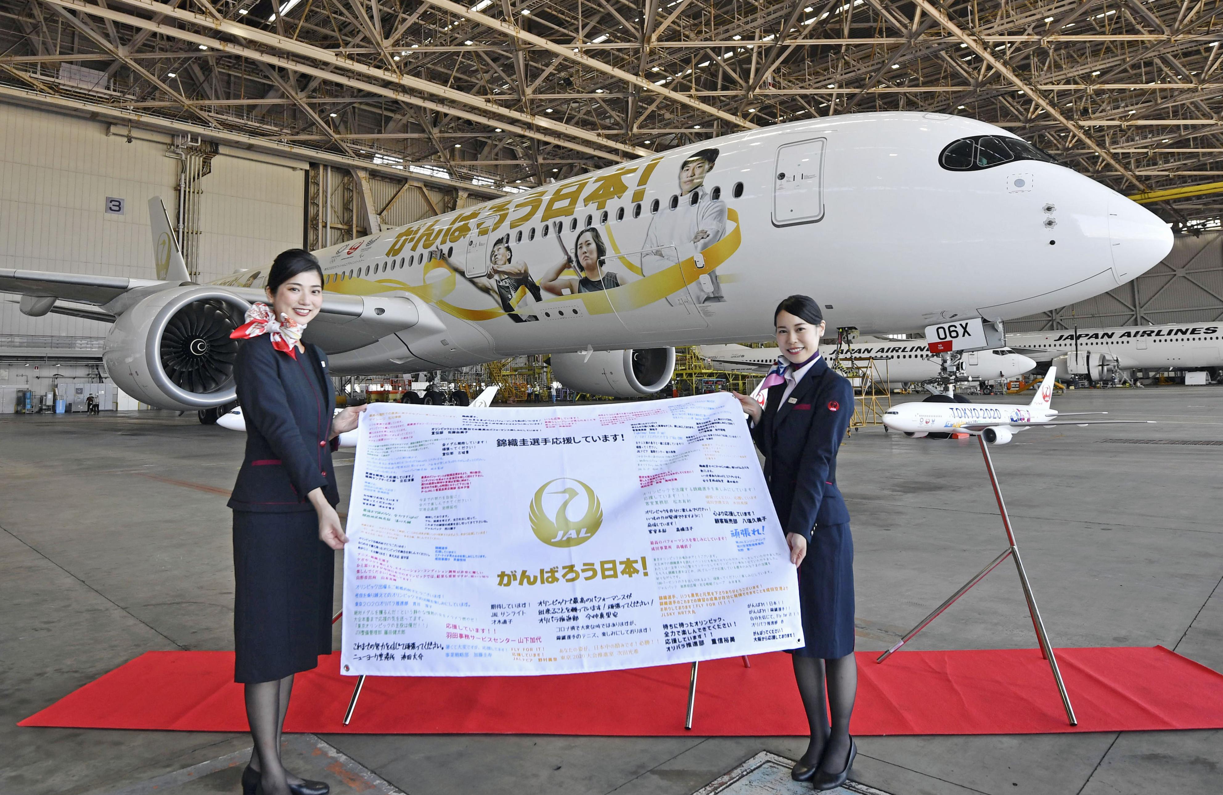 日本航空 JAL 鶴丸 法被 はっぴ 青 男女兼用 4点 - その他