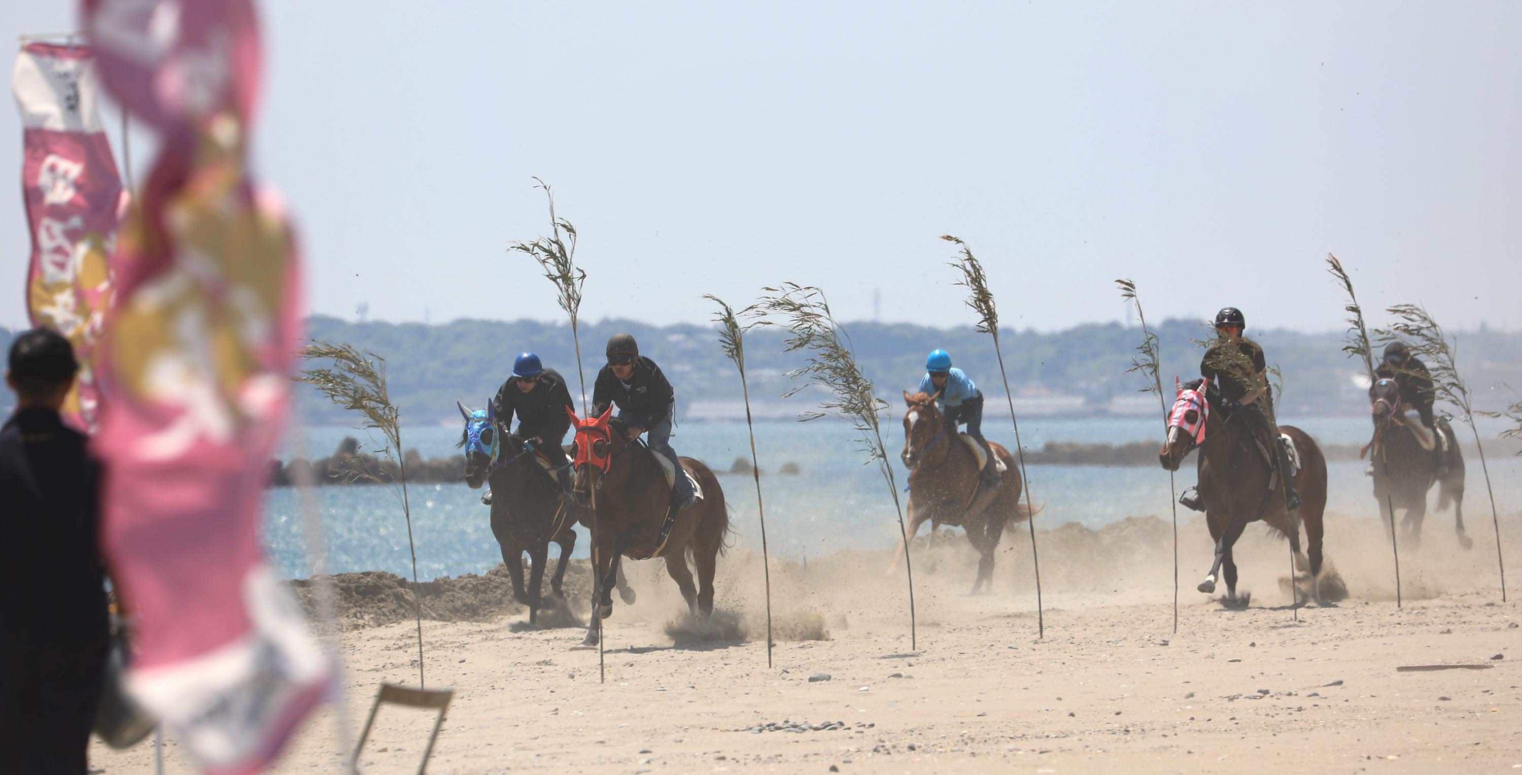 動画】ビーチを馬45頭が疾走 静岡・牧之原「さがら草競馬」、日本唯一