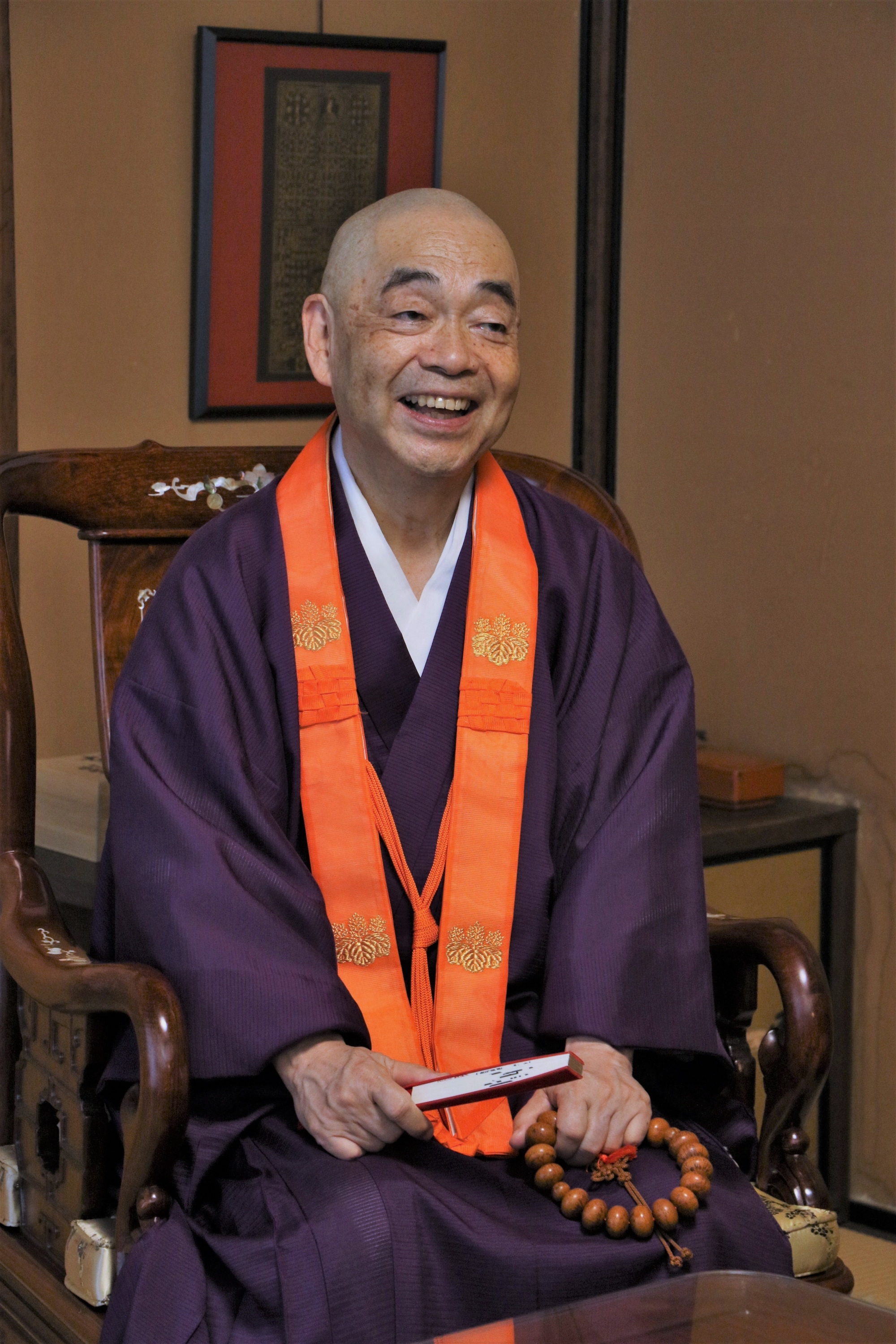 真言宗醍醐派管長・総本山醍醐寺座主 岡田宥秀 掛軸 一痕新月上梧桐 法流守るために革新を 真言宗醍醐派総本山醍醐寺 壁瀬宥雅座主：中外日報