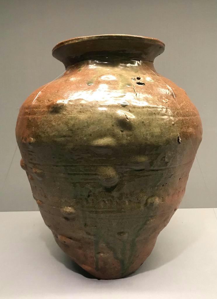 室町時代 自然釉備前四耳壺 】六古窯 古陶磁 甕 自然釉