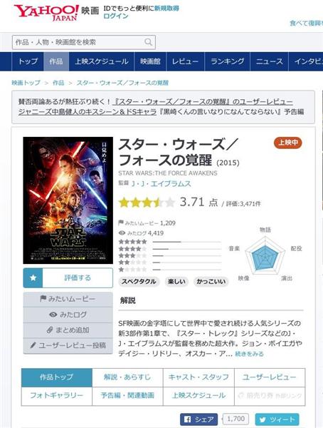 エンタメよもやま話 ヤフー映画が暴露 ディズニーの暗黒面に堕ちた スター ウォーズｅｐ７批評はネット社会の縮図だ 1 7ページ 産経ニュース