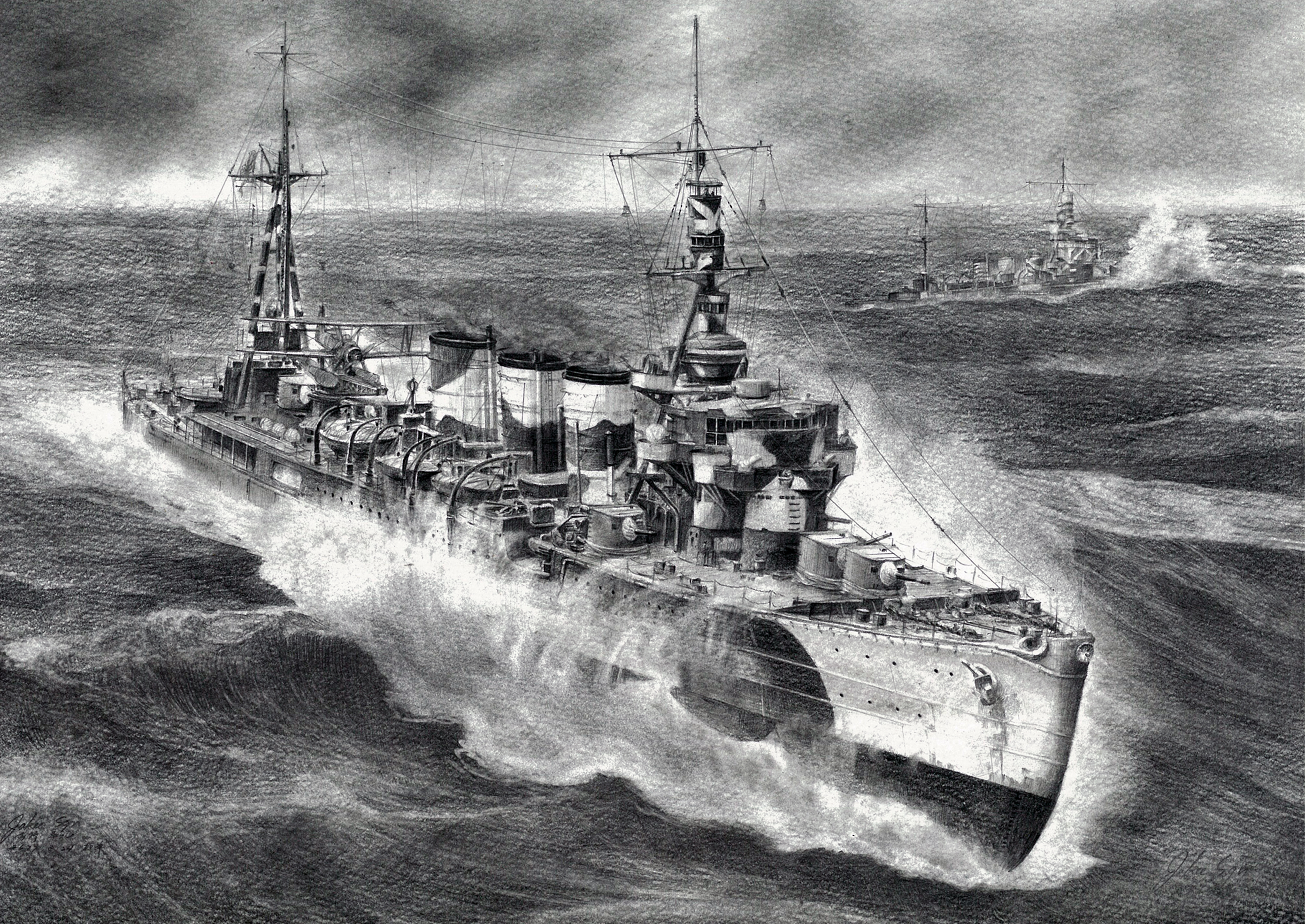 精密な鉛筆画で艦艇の「遺影」を描く画家、大日本帝国海軍の雄姿