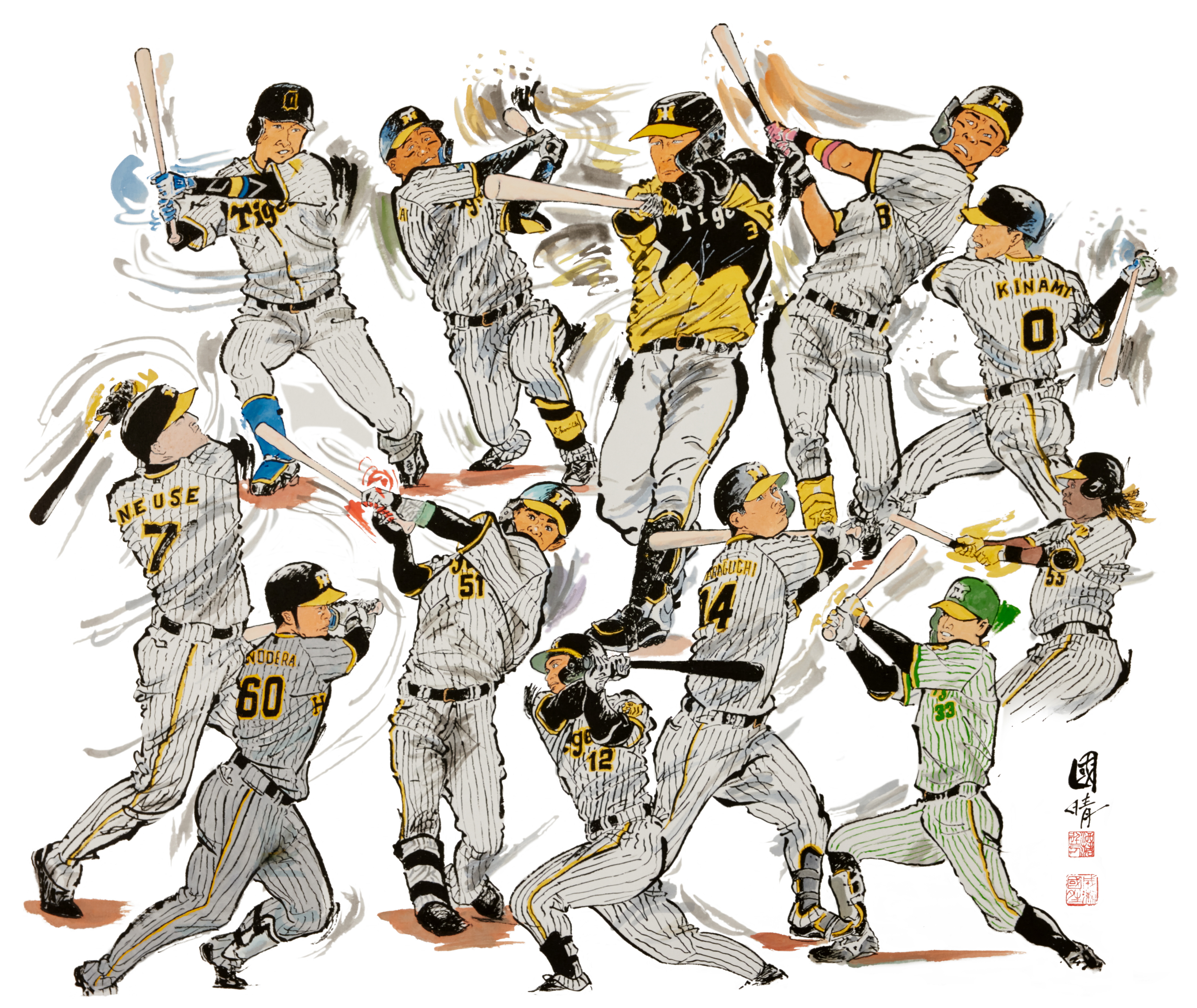 阪神 連覇目指せ 猛虎を描いて40年のイラストレーターが個展 岡田監督