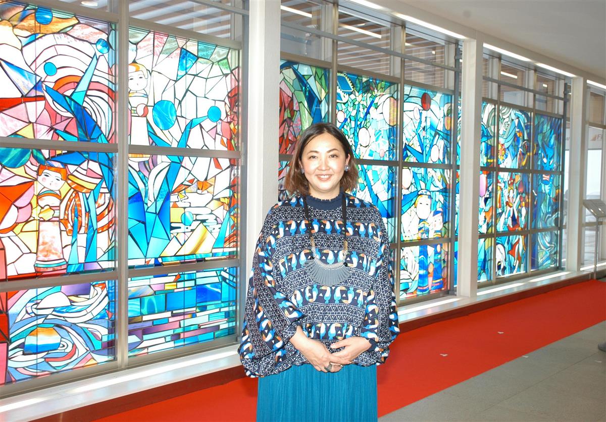 大型　時を映す光のアート　ビンテージ・ステンドグラス　ディスプレイ　店舗に 穏やかなあかりをおうちでゆったりと。斜森博行 ステンドグラスランプ