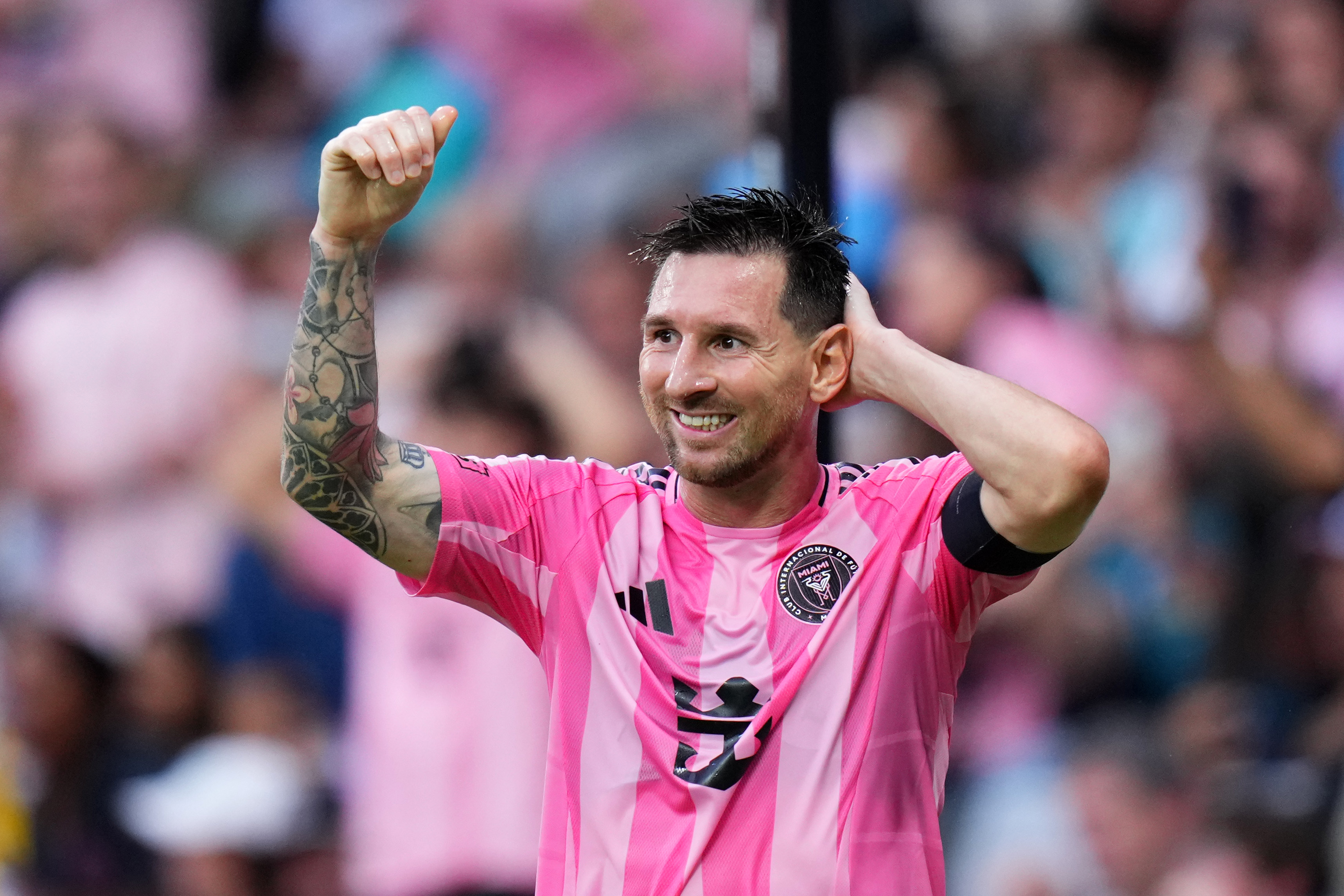 メッシ、左脚負傷か MLSリーグ戦で途中交代 アルゼンチン代表選出に