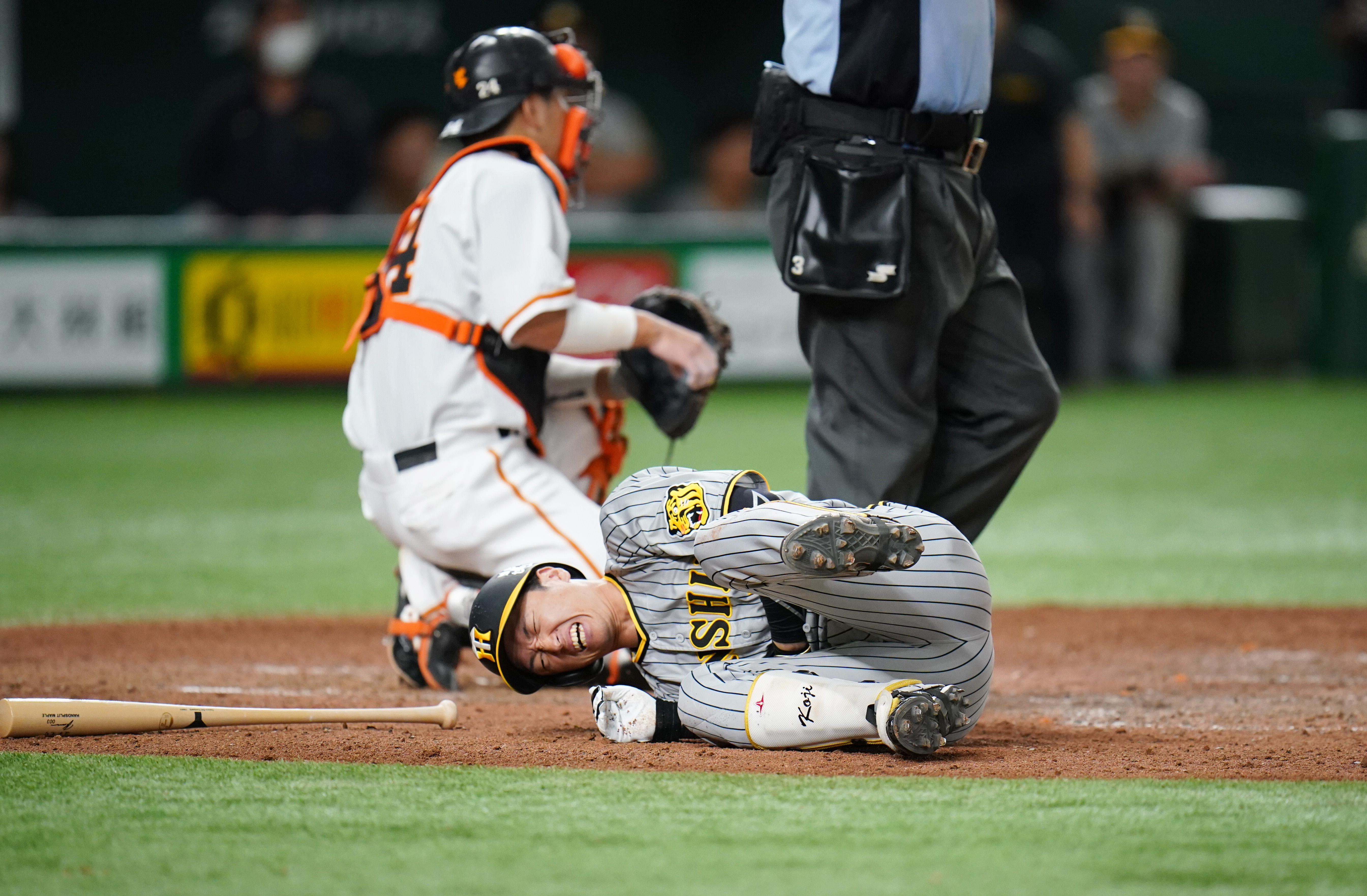 阪神・近本光司、きょうにも検査 七回に右脇腹に死球を受け苦悶 重傷の