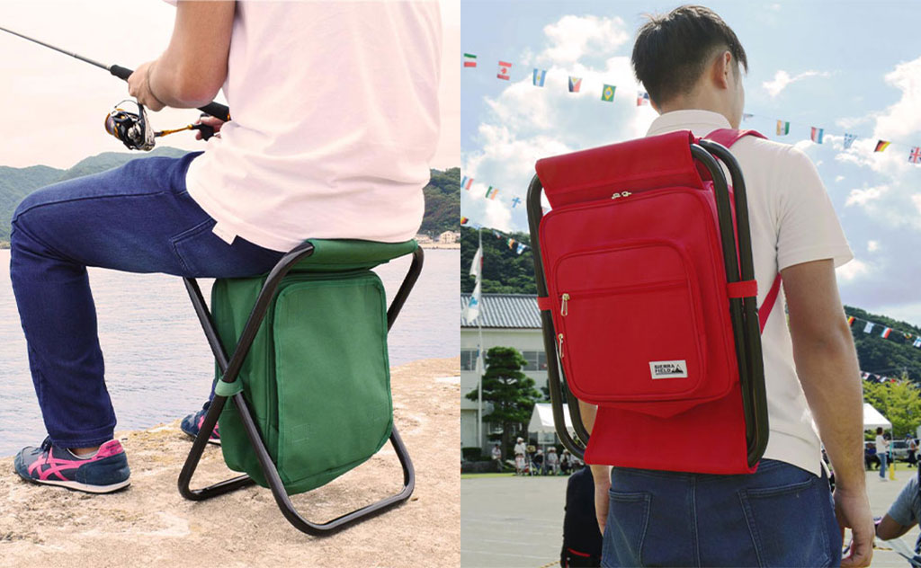 どこでも座れる、イスになるリュック。保冷機能つきだから、猛暑の