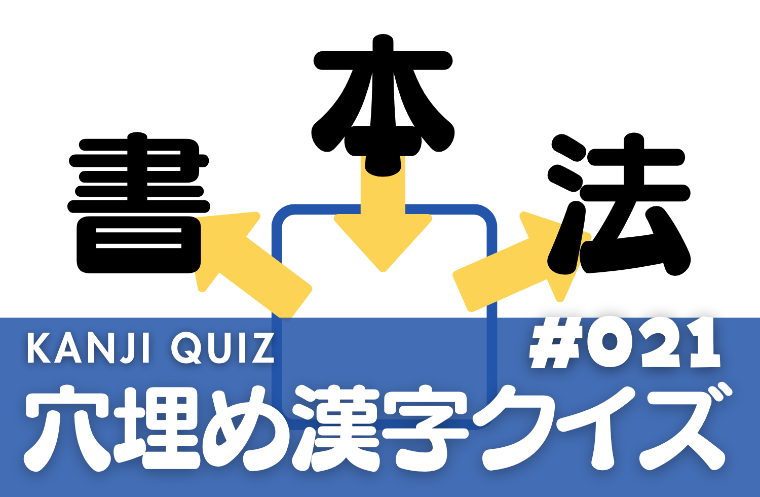 難読漢字クイズ》穴埋め漢字クイズ「本 書 法」とセットになる共通の