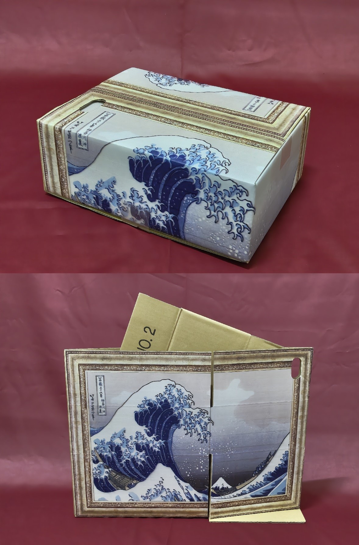 北斎の名画が印刷された「アート段ボール」万博出品 「捨てる瞬間まで