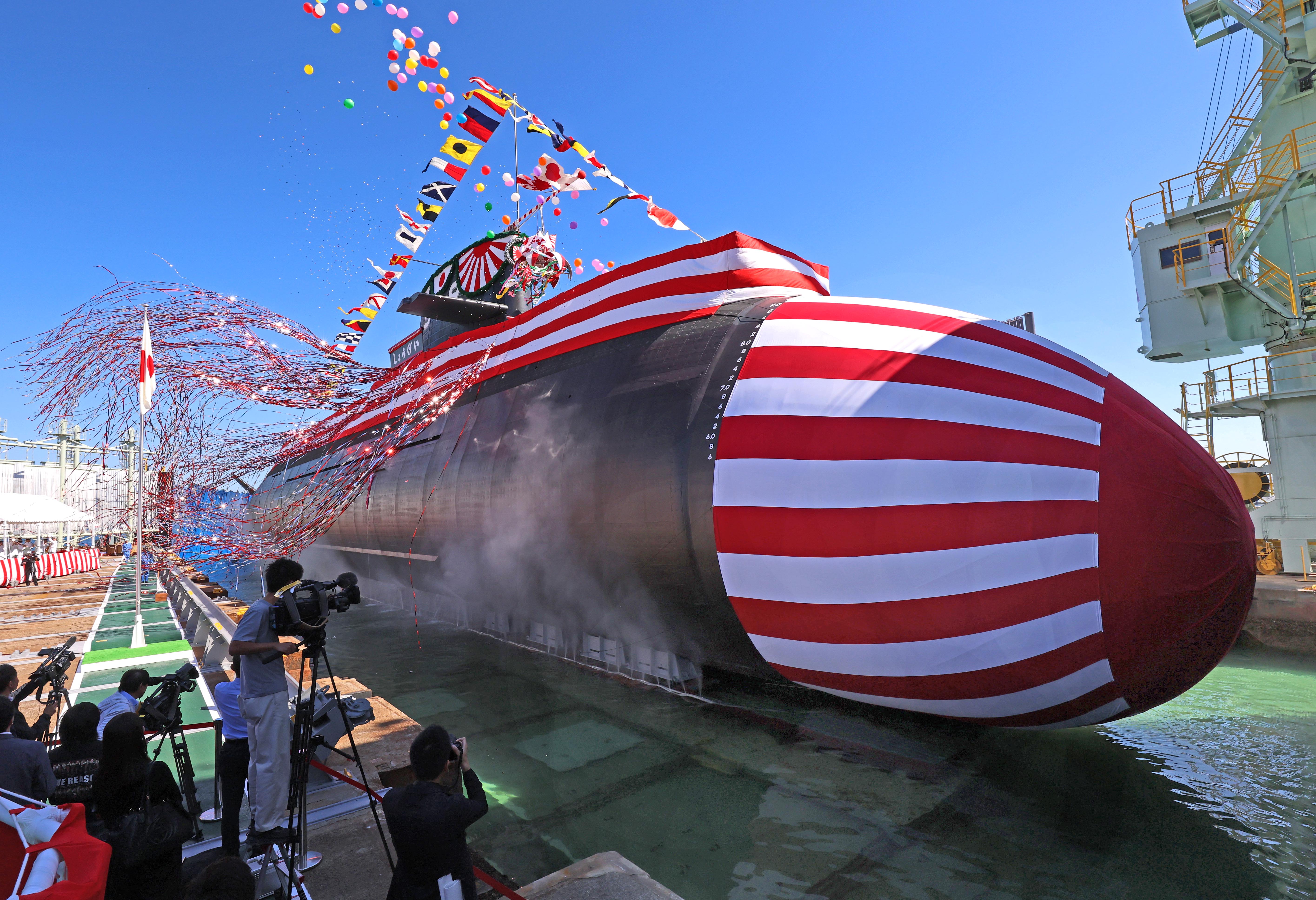 動画】三菱重工の新型潜水艦「しょうげい」が神戸で進水式 海上自衛隊