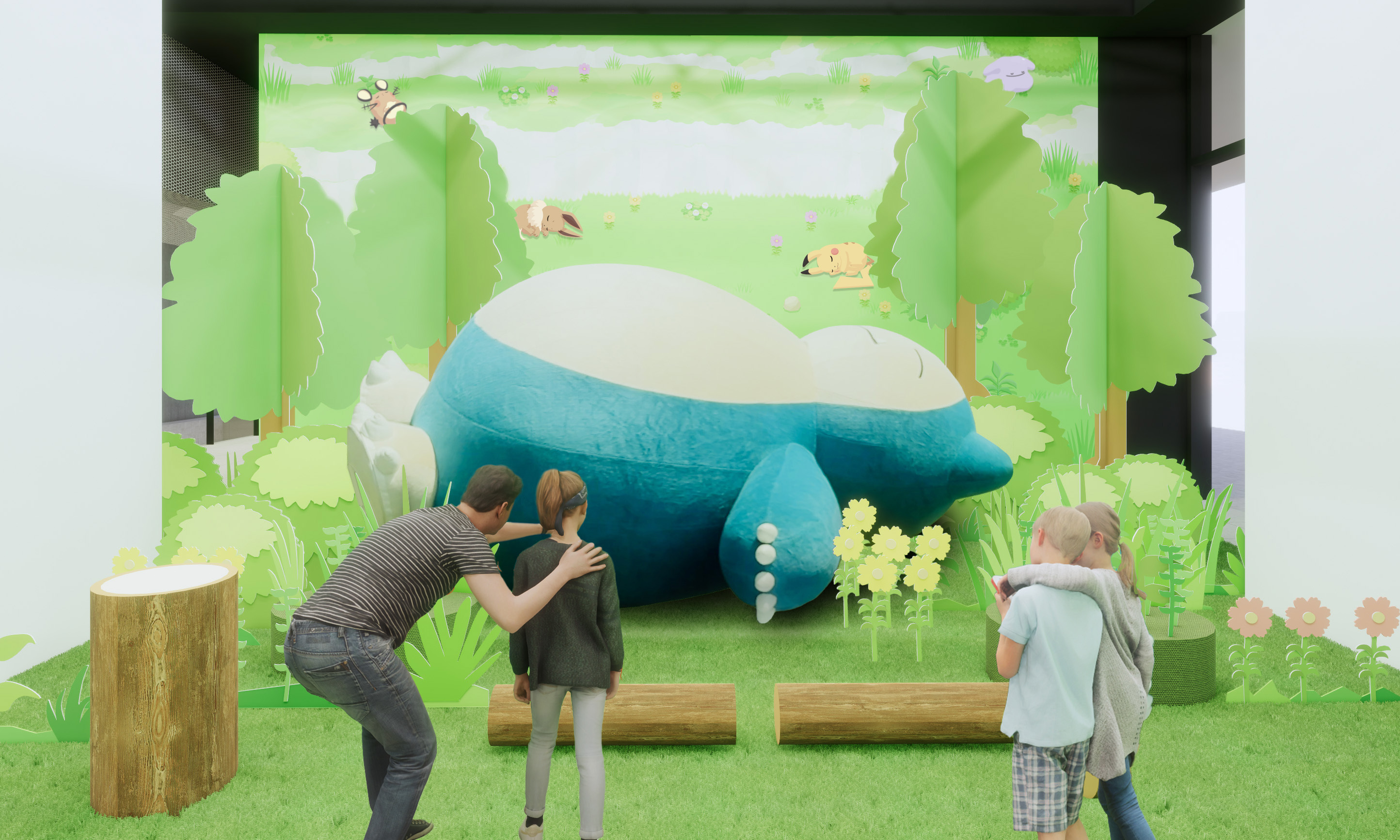渋谷サクラステージなど8施設にポケモンの寝顔が登場 7・18から