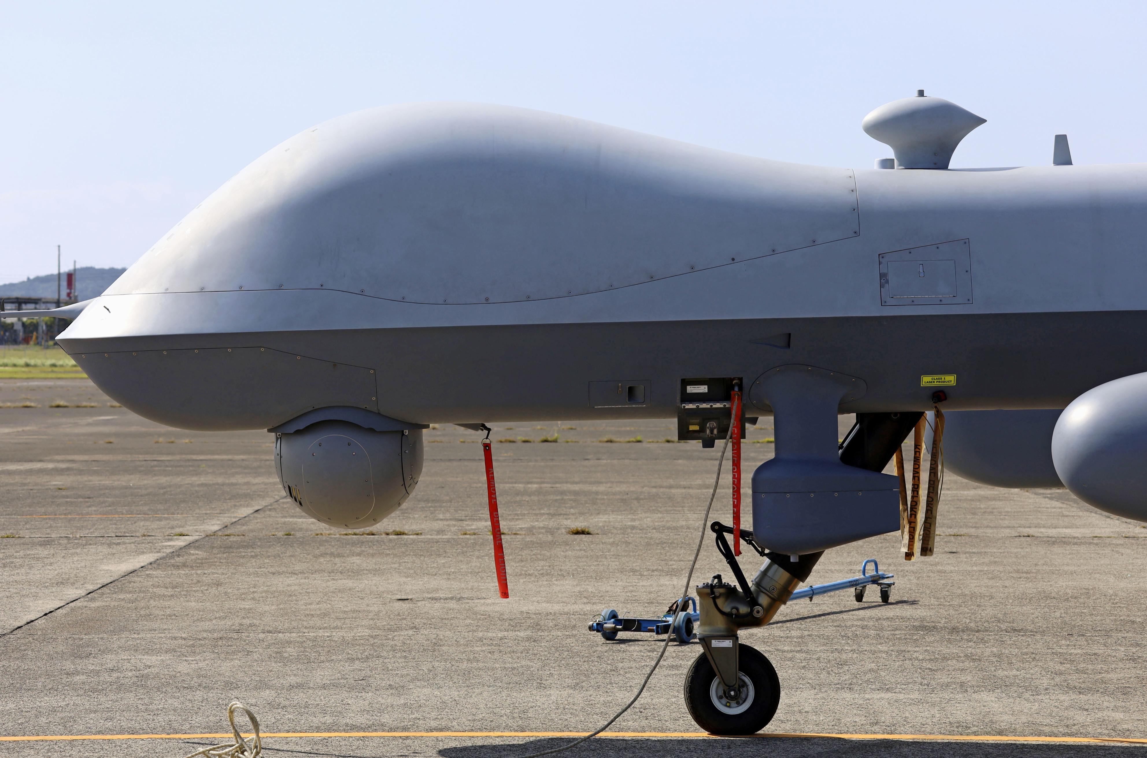 米の無人機MQ9公開 滑走路逸脱の原因は「調査中」、鹿屋基地