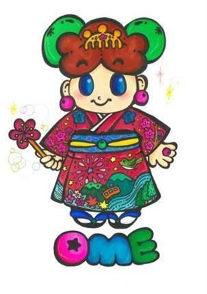 青梅市初の公式キャラ「ゆめうめちゃん」です 篠原ともえさんデザイン