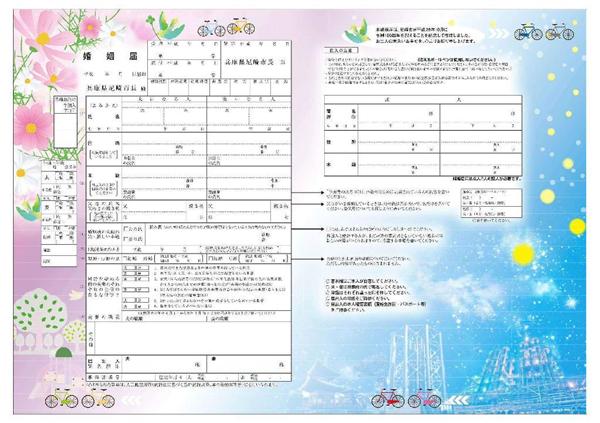 夫は青 妻ピンクはあかん 婚姻届のデザインに 性別イメージ固定化だめ と意見で変更 尼崎市役所 産経ニュース