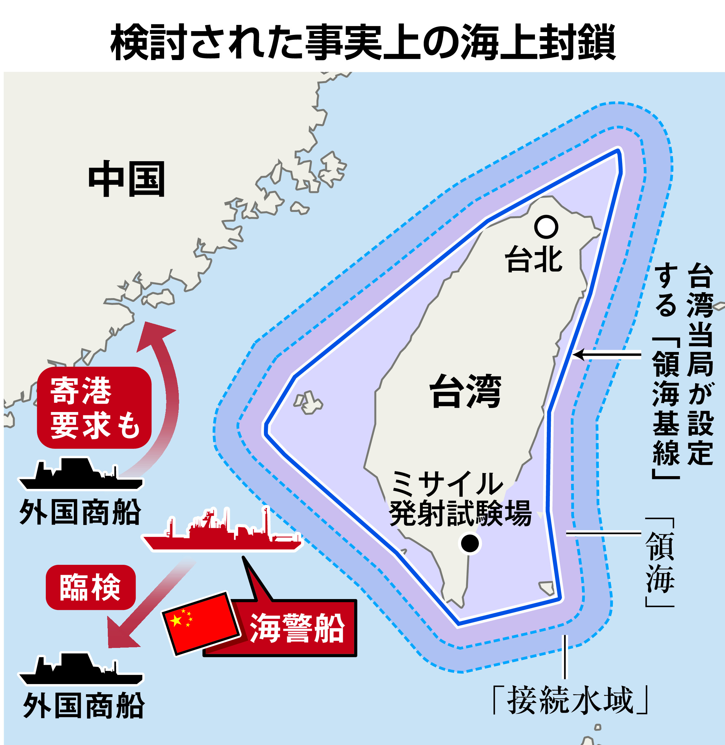 台湾が警戒する海上封鎖 台湾・中国時報「520開局大挑戦」 有事を