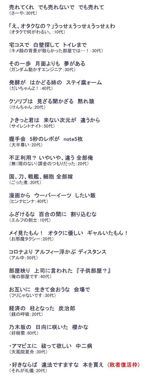 オタク川柳大賞 最終２０句発表 秀逸 わかりみがすごい とネット民絶賛 1 2ページ イザ