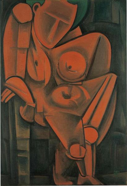 萬 鉄五郎、裸婦上半身、希少画集画、新品額装付 萬 鉄五郎、裸婦