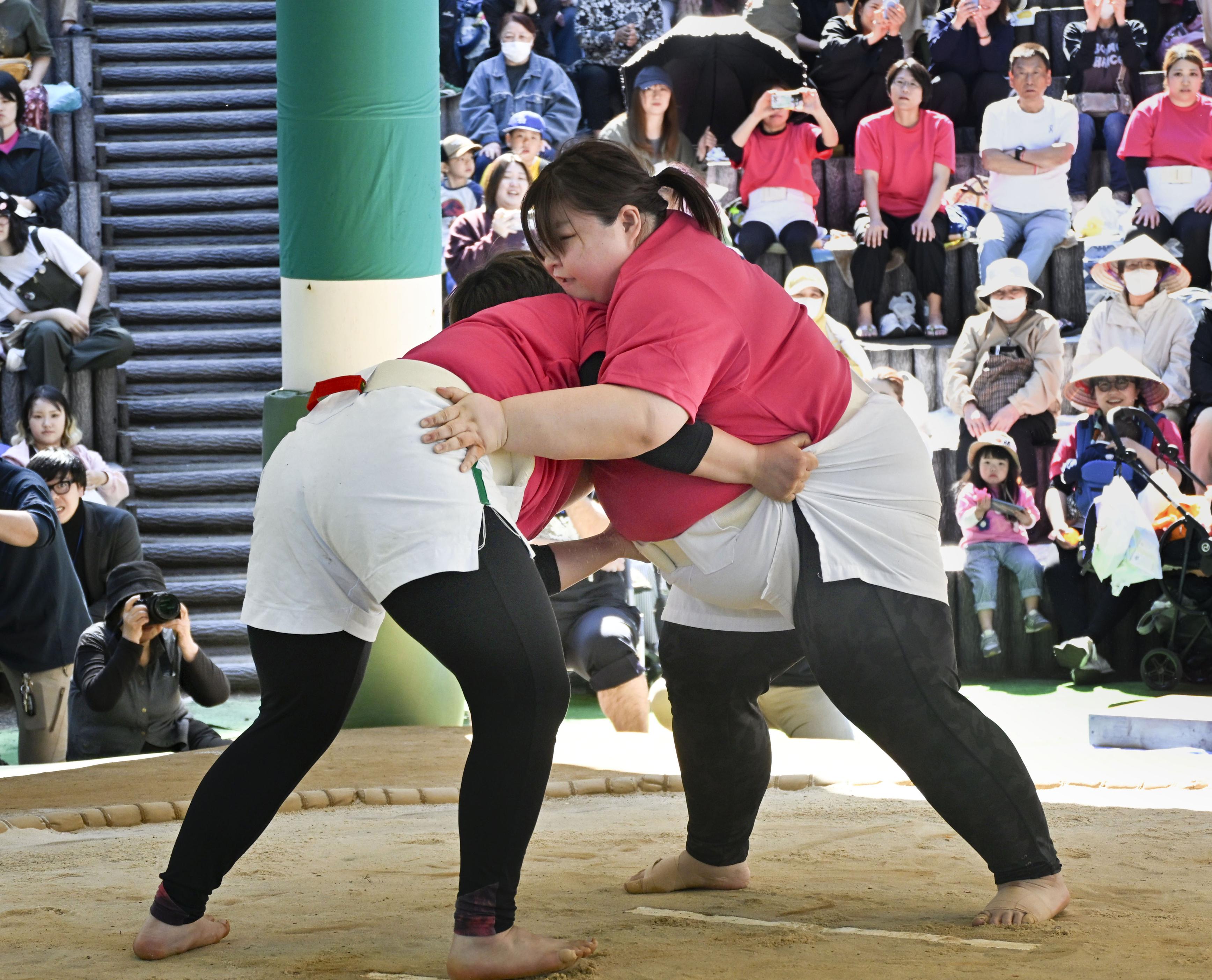 母の日」恒例、女相撲で熱戦 北海道・福島 千代の山、千代の富士の2
