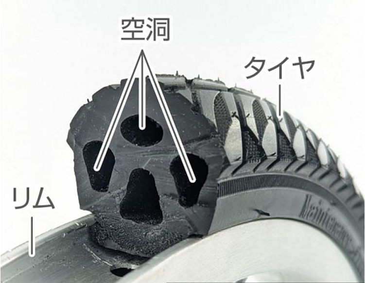 パンクしない電動アシスト三輪自転車。足が地面に着いて安心のロー