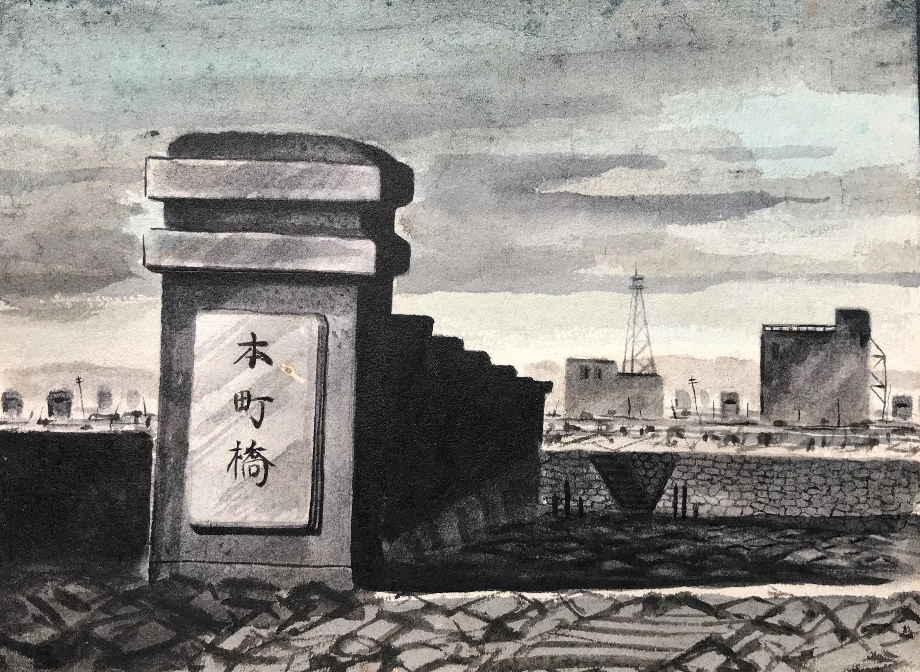宮殿にて　　　点描画 絵師・井沢元晴氏の遺作展「大阪戦災画展」 府立中之島図書館で15日